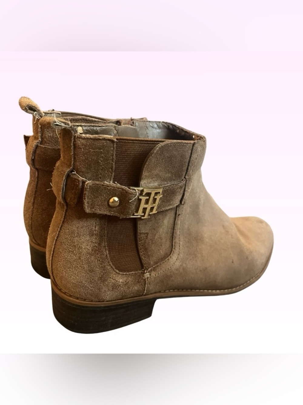 Tommy Hilfiger Tan Suede Ankle Booties - 10